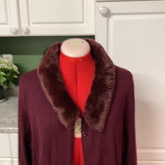 Plus Size fur collared cardi - Picture 2 of 3